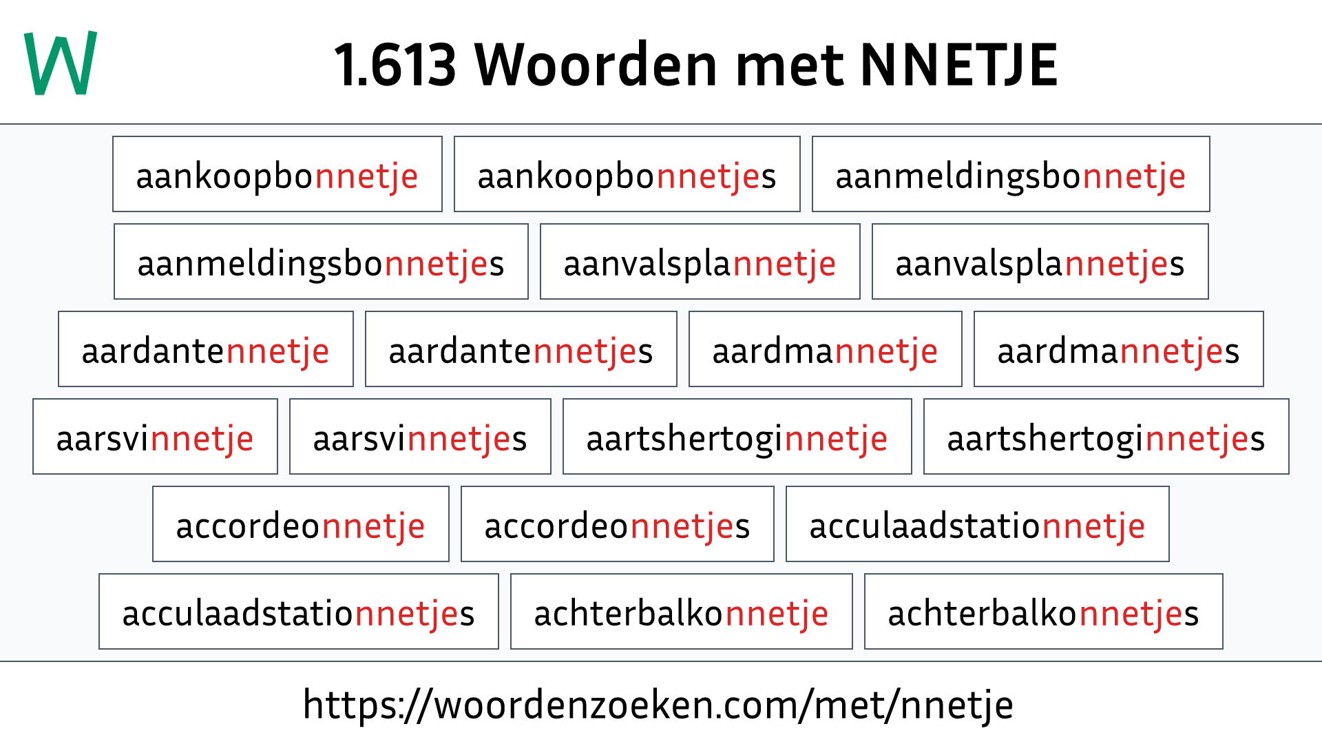 Woorden met NNETJE