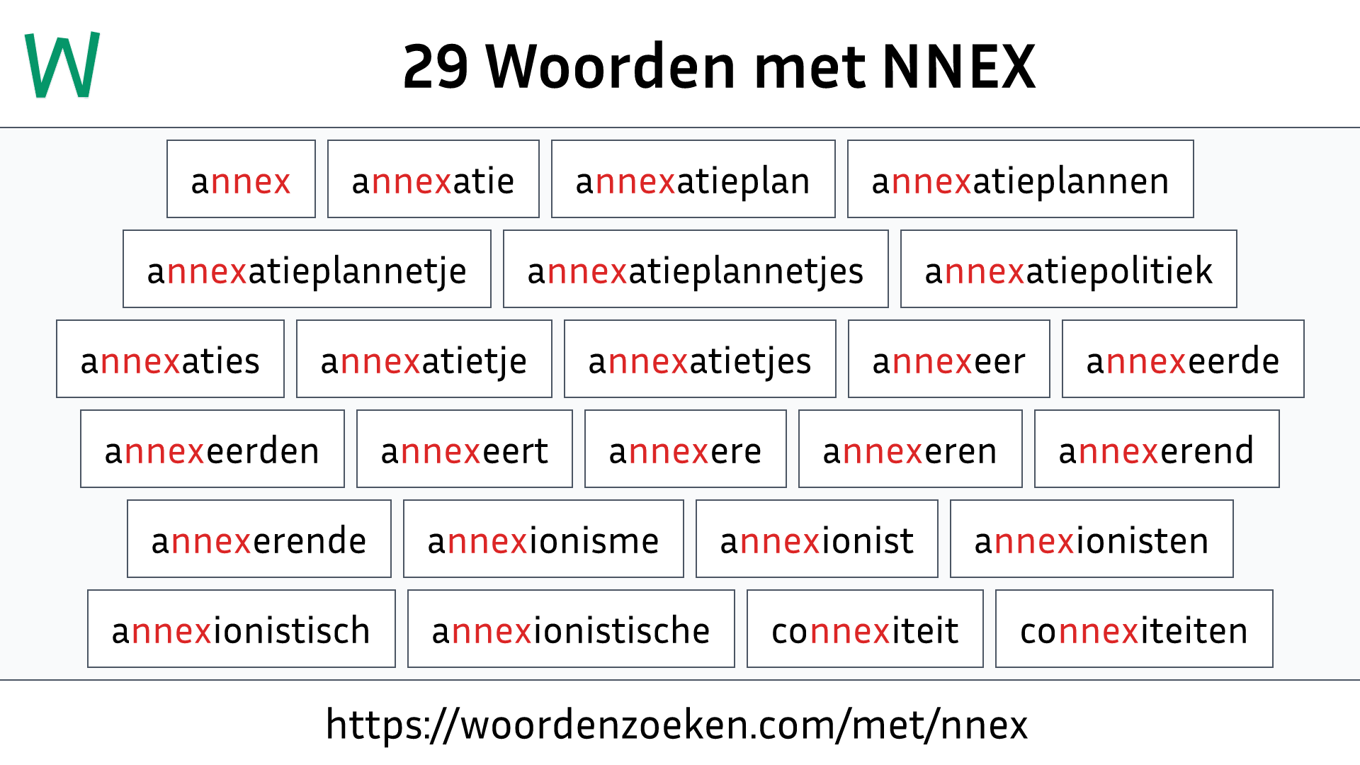 Woorden met NNEX