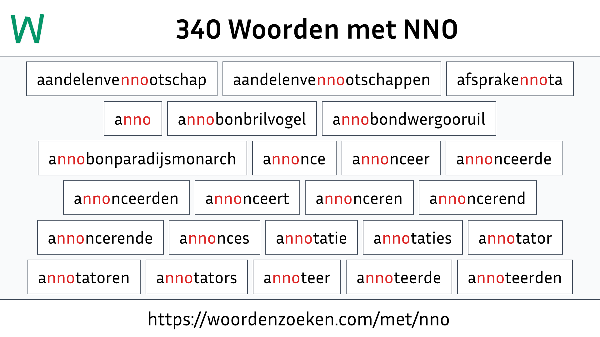 Woorden met NNO