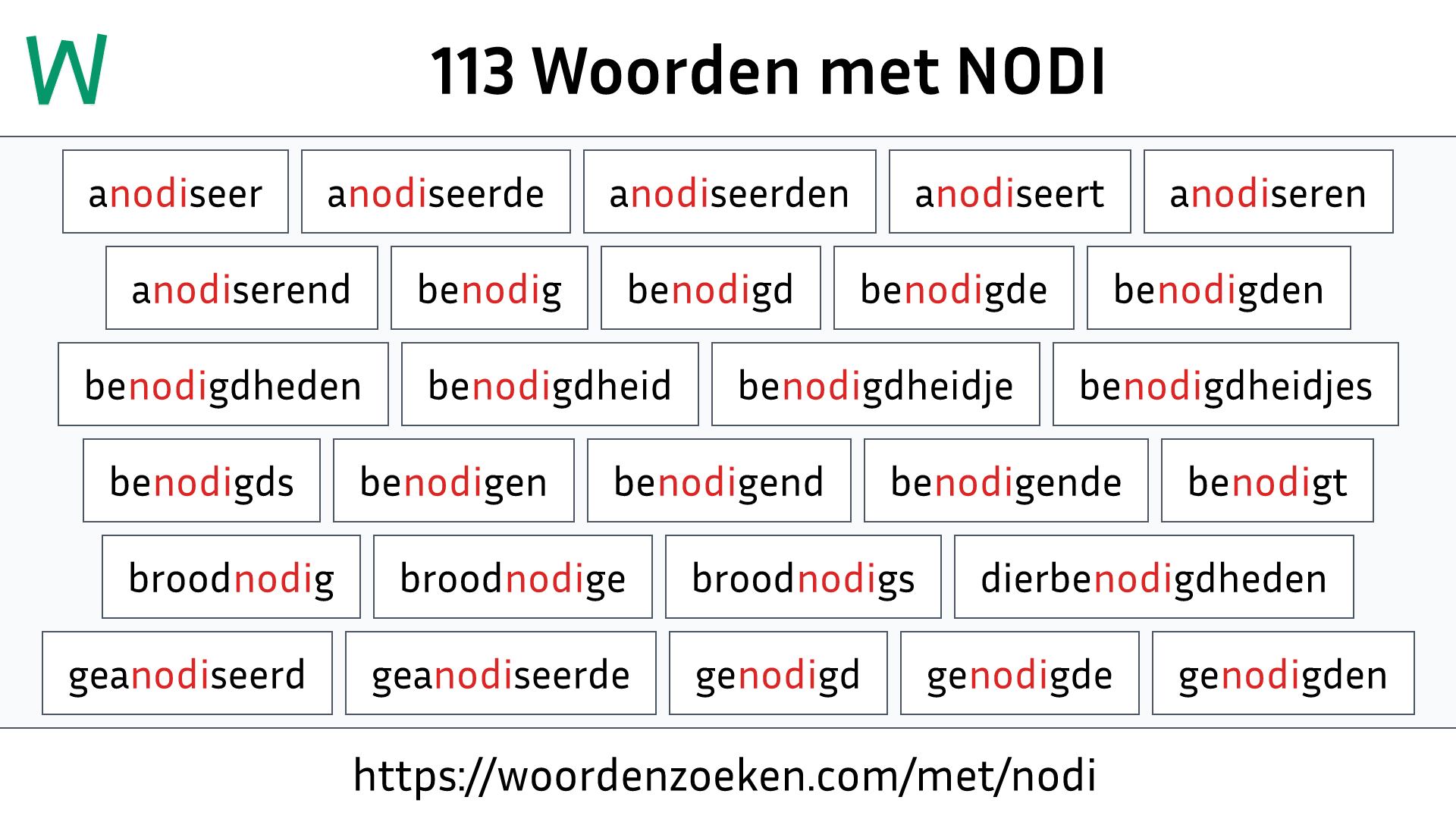 Woorden met NODI