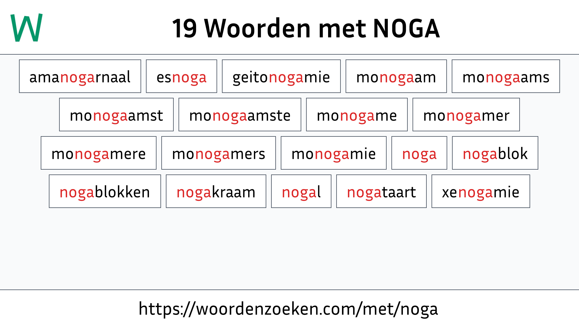 Woorden met NOGA