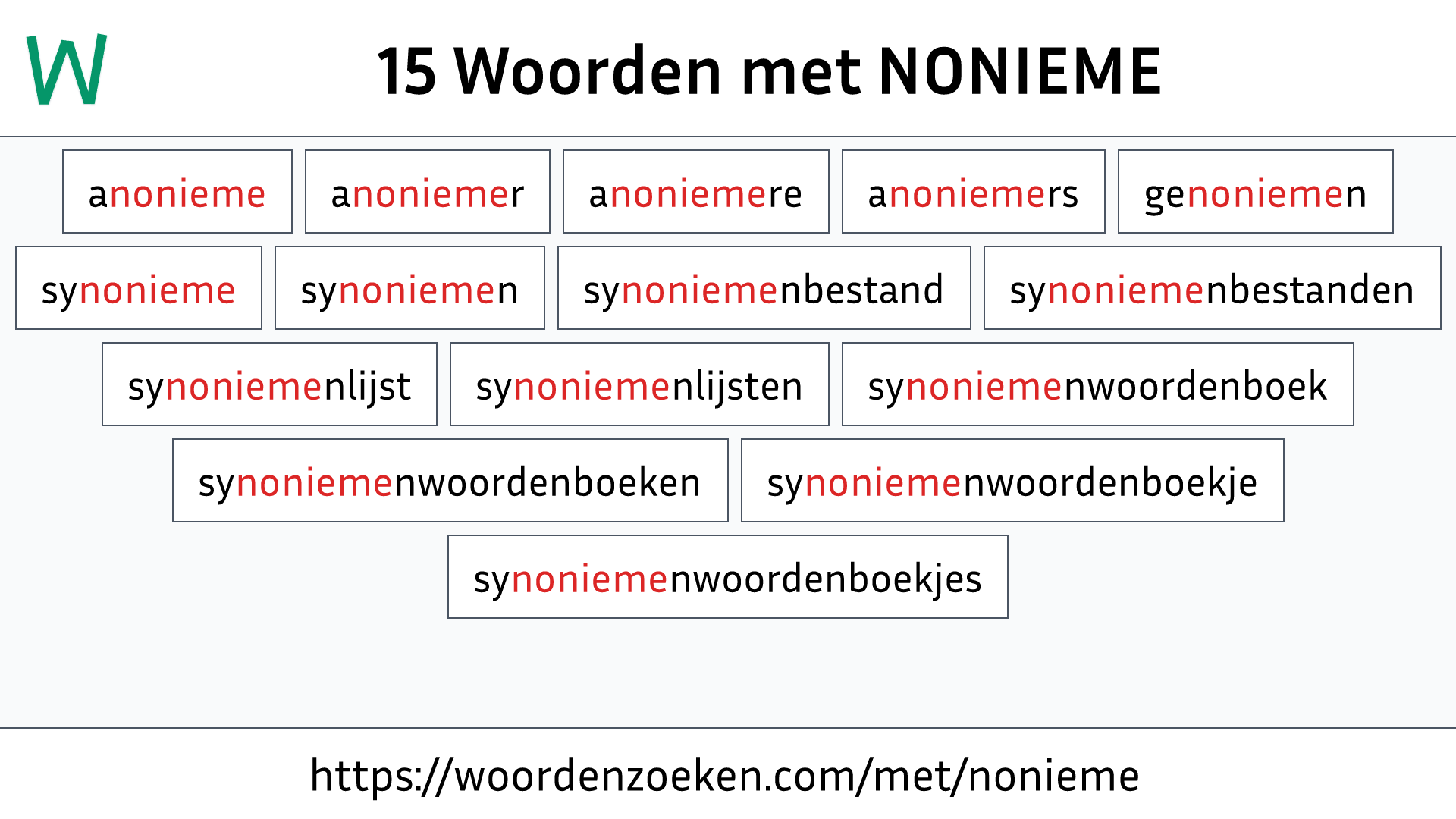 Woorden met NONIEME