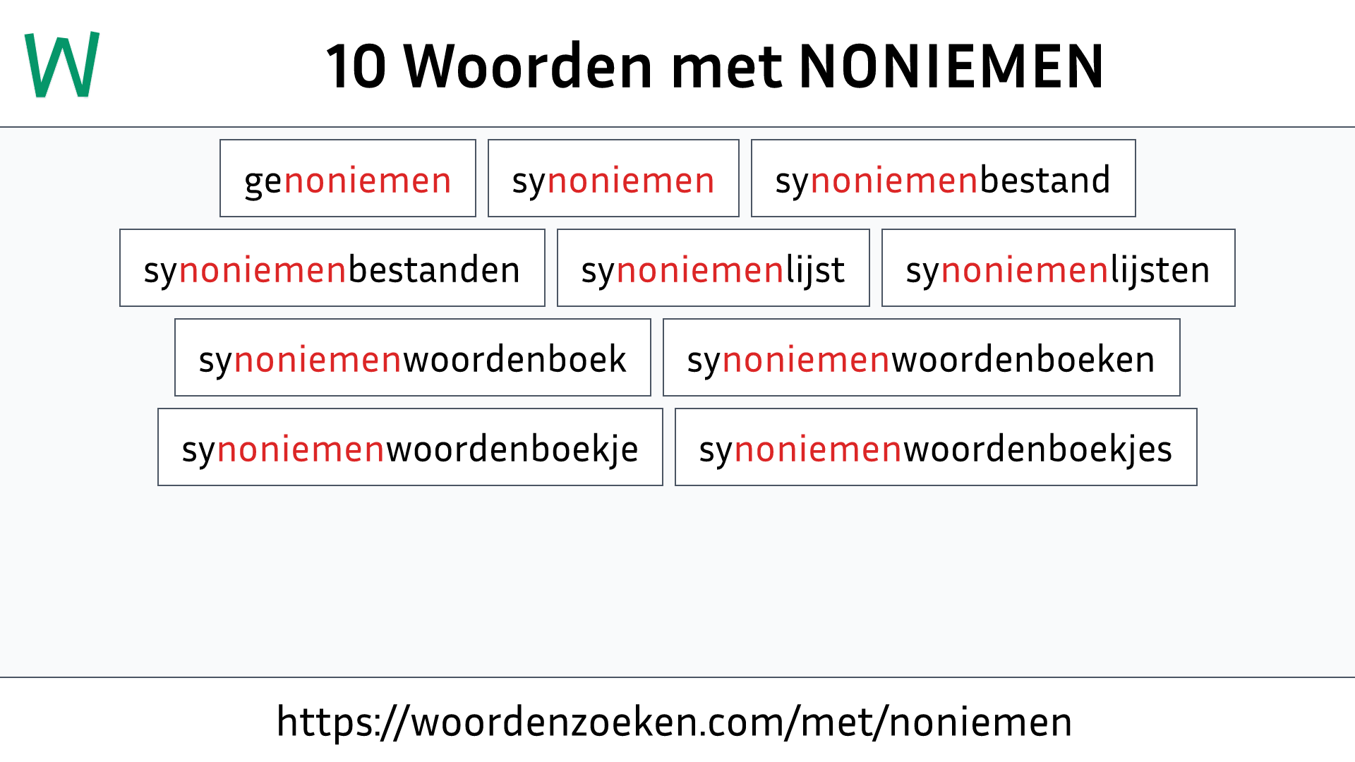 Woorden met NONIEMEN