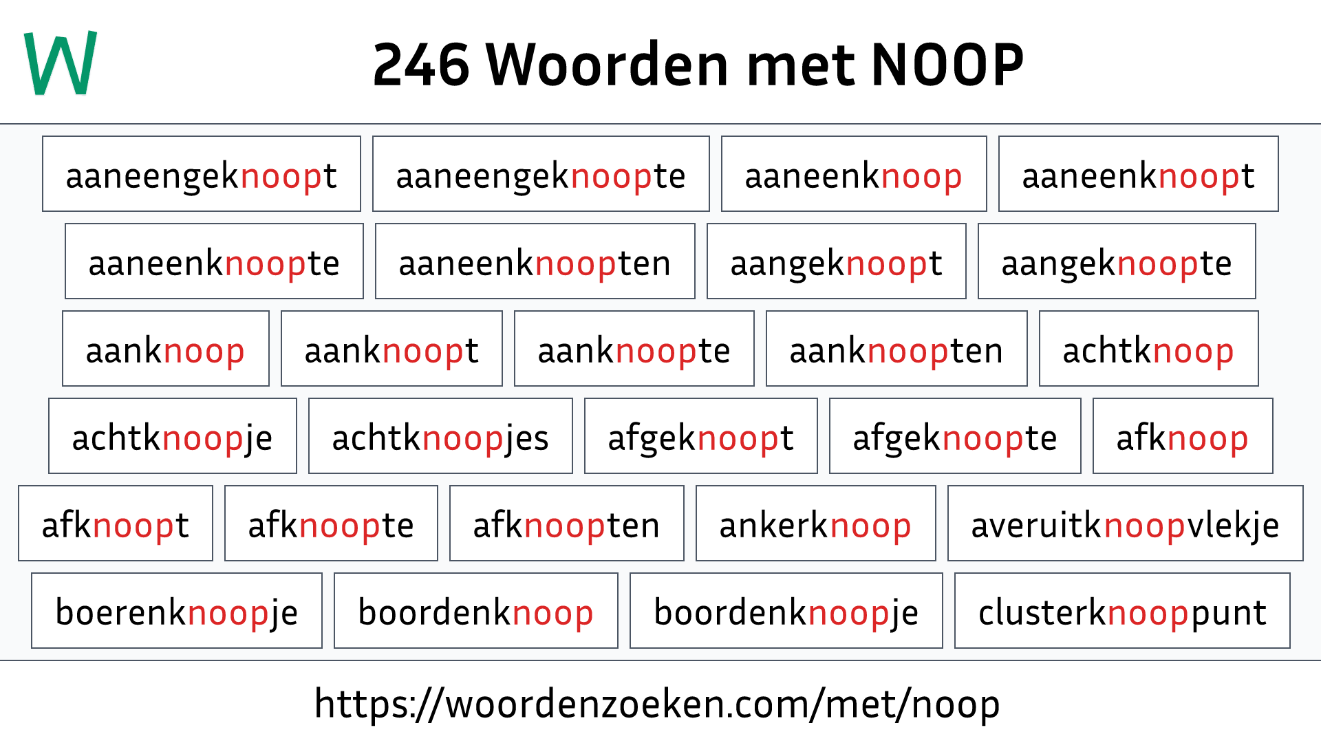 Woorden met NOOP