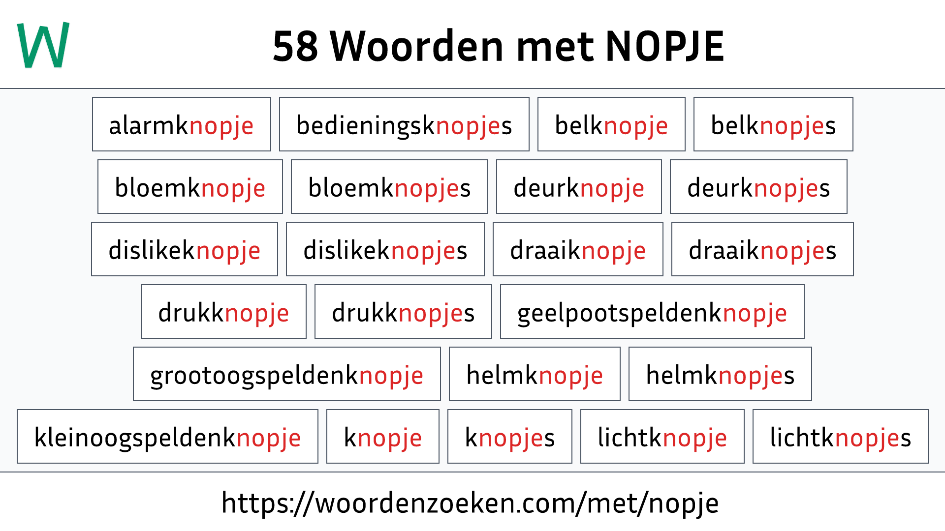 Woorden met NOPJE