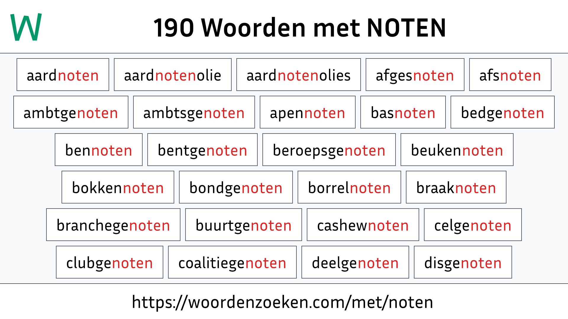 Woorden met NOTEN