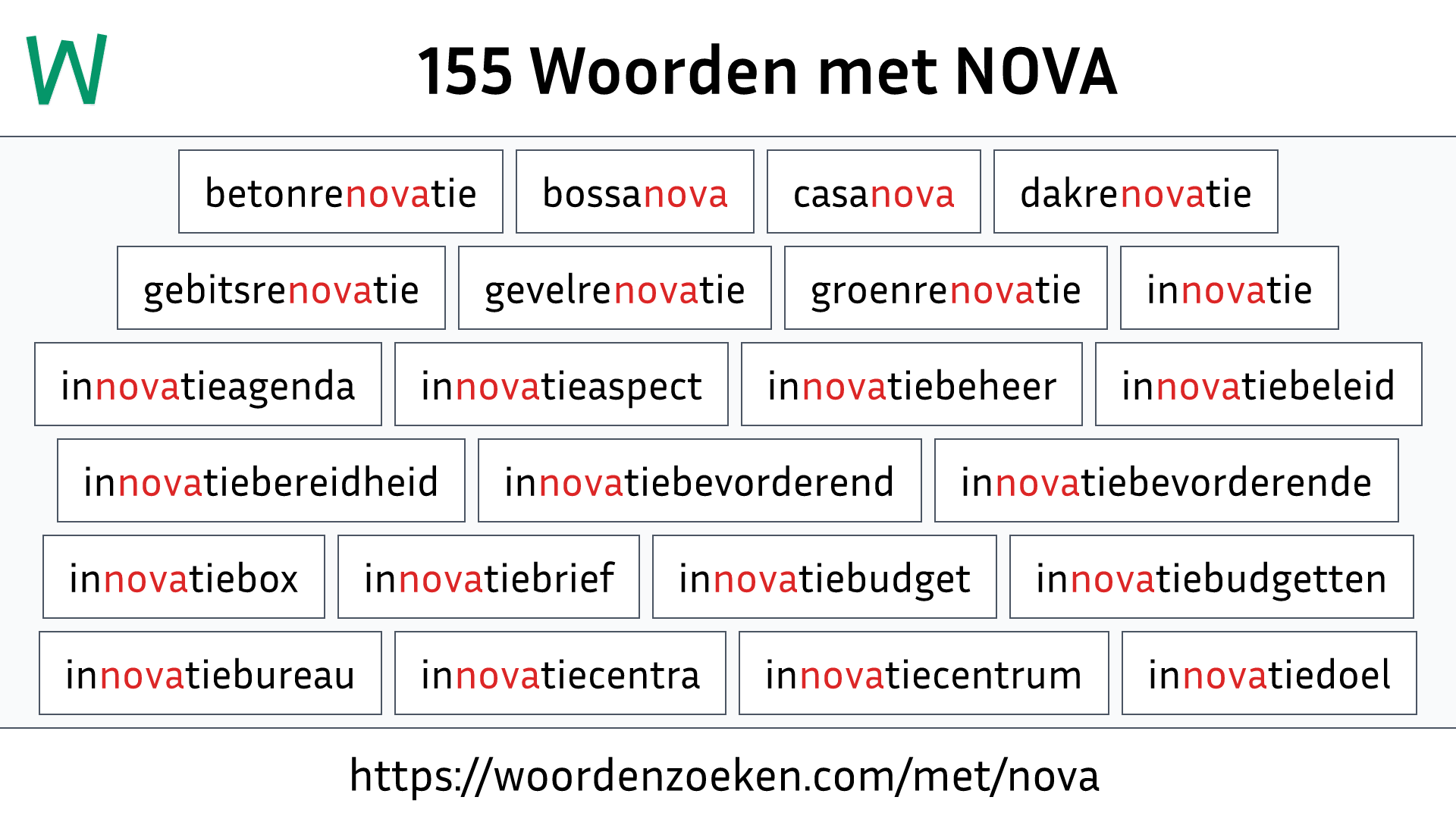 Woorden met NOVA