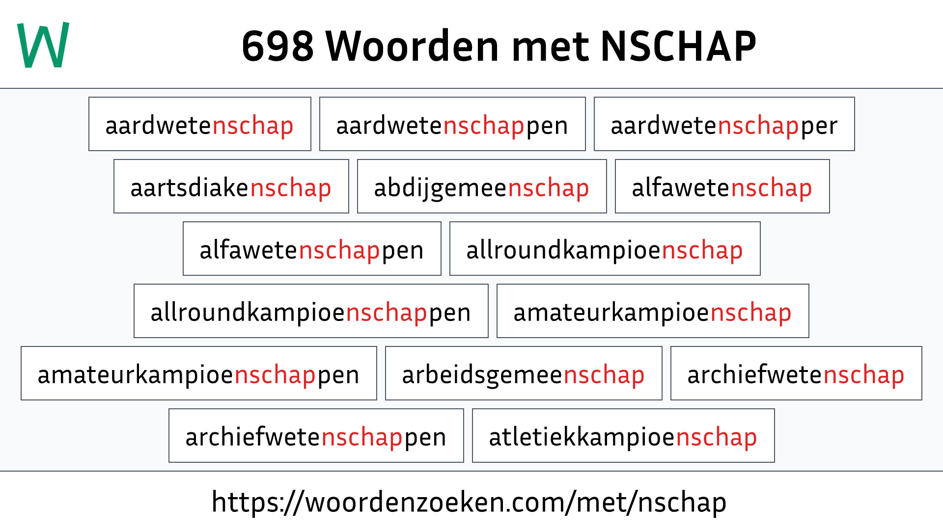 Woorden met NSCHAP
