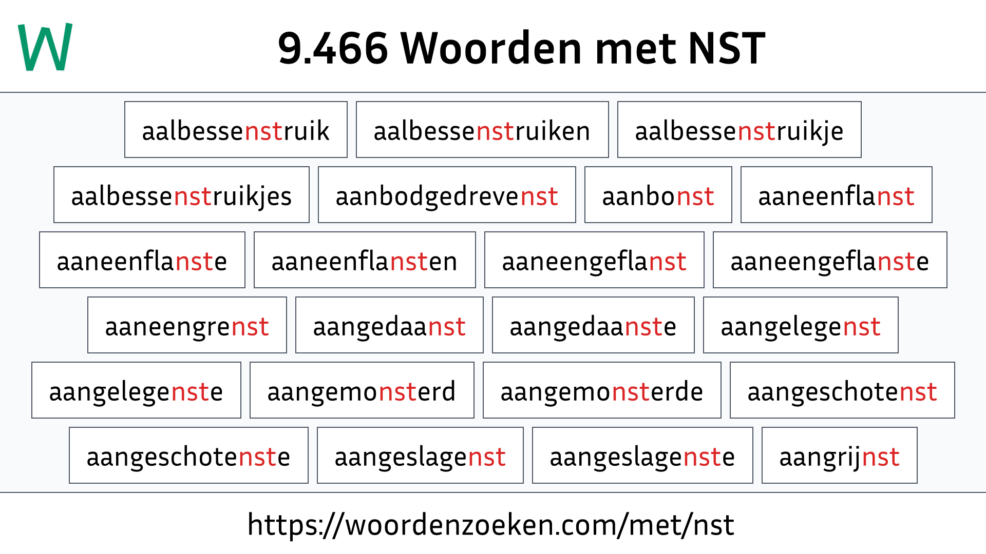 Woorden met NST