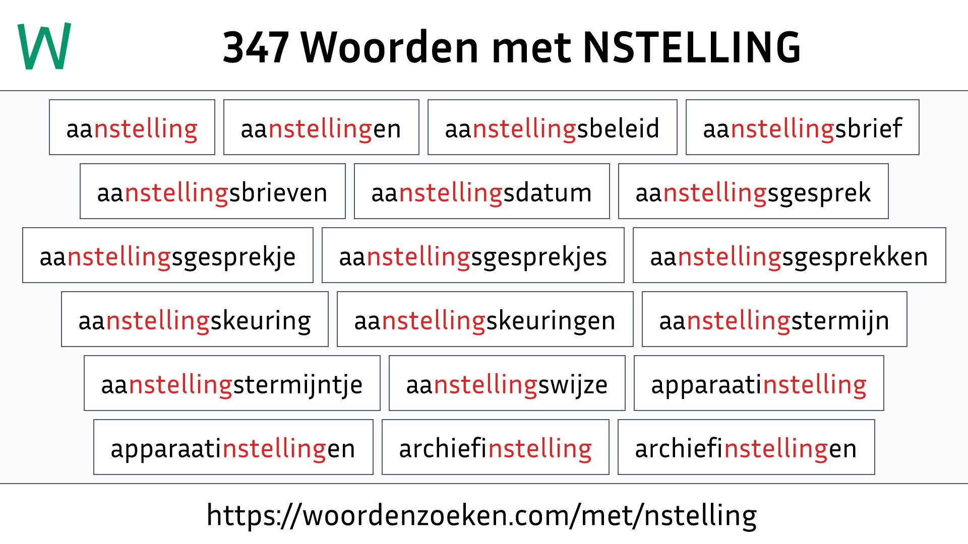 Woorden met NSTELLING