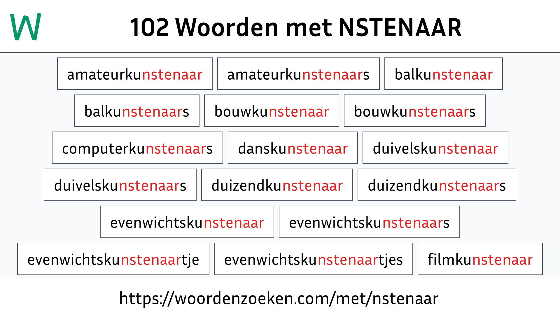 Woorden met NSTENAAR