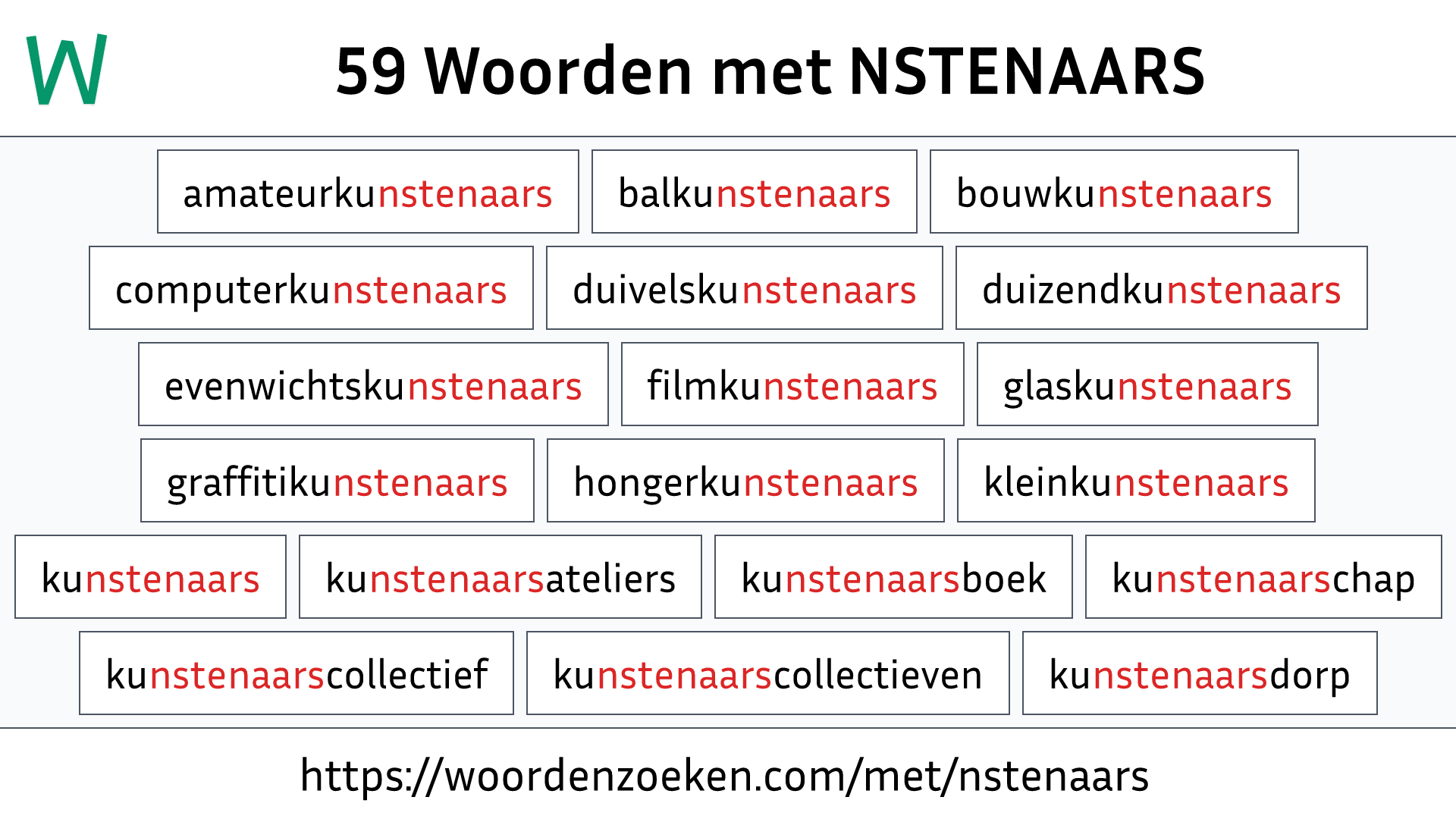 Woorden met NSTENAARS