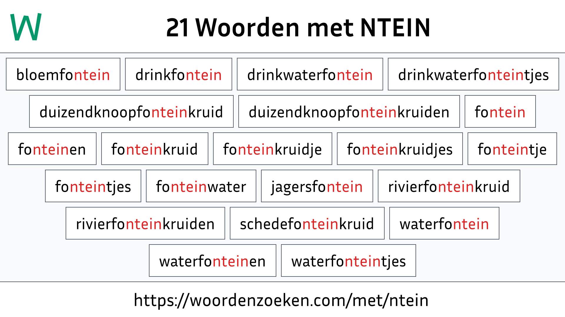 Woorden met NTEIN