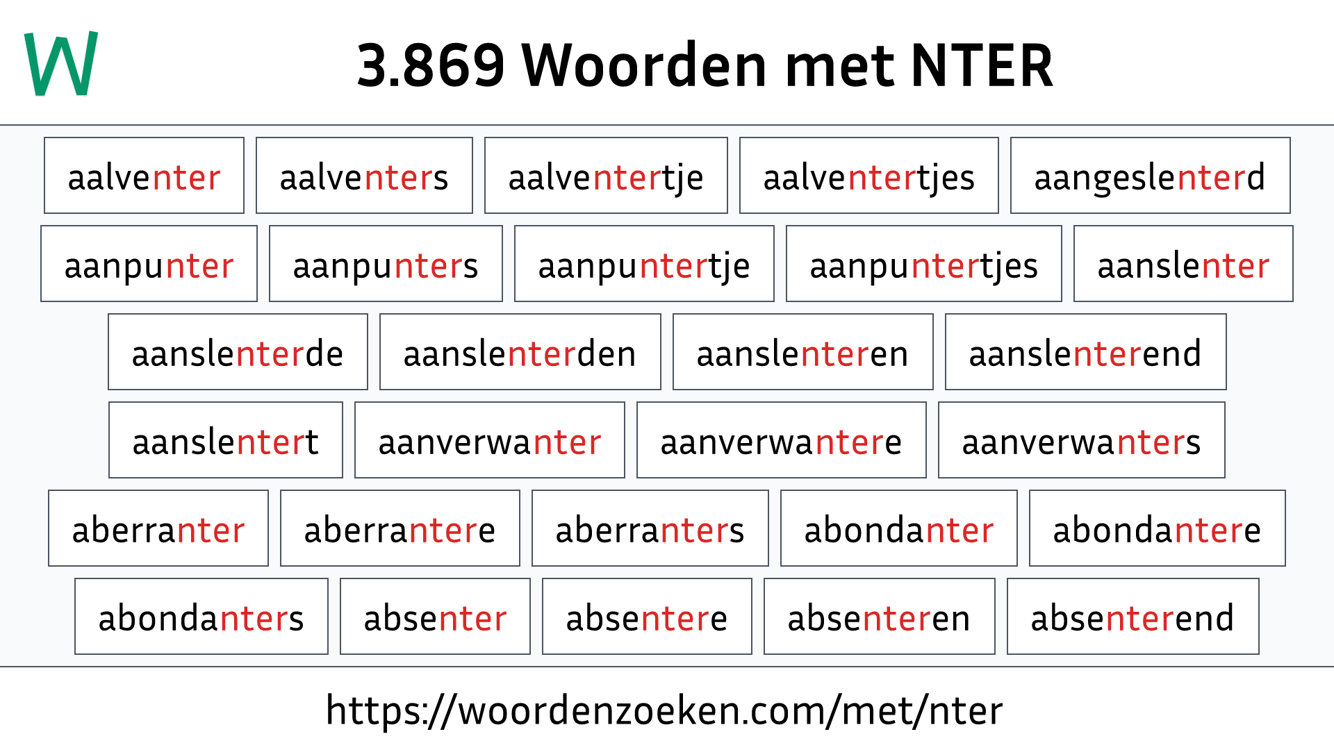 Woorden met NTER