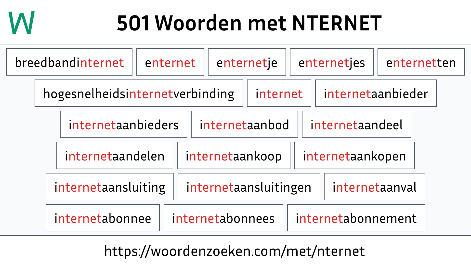 Woorden met NTERNET