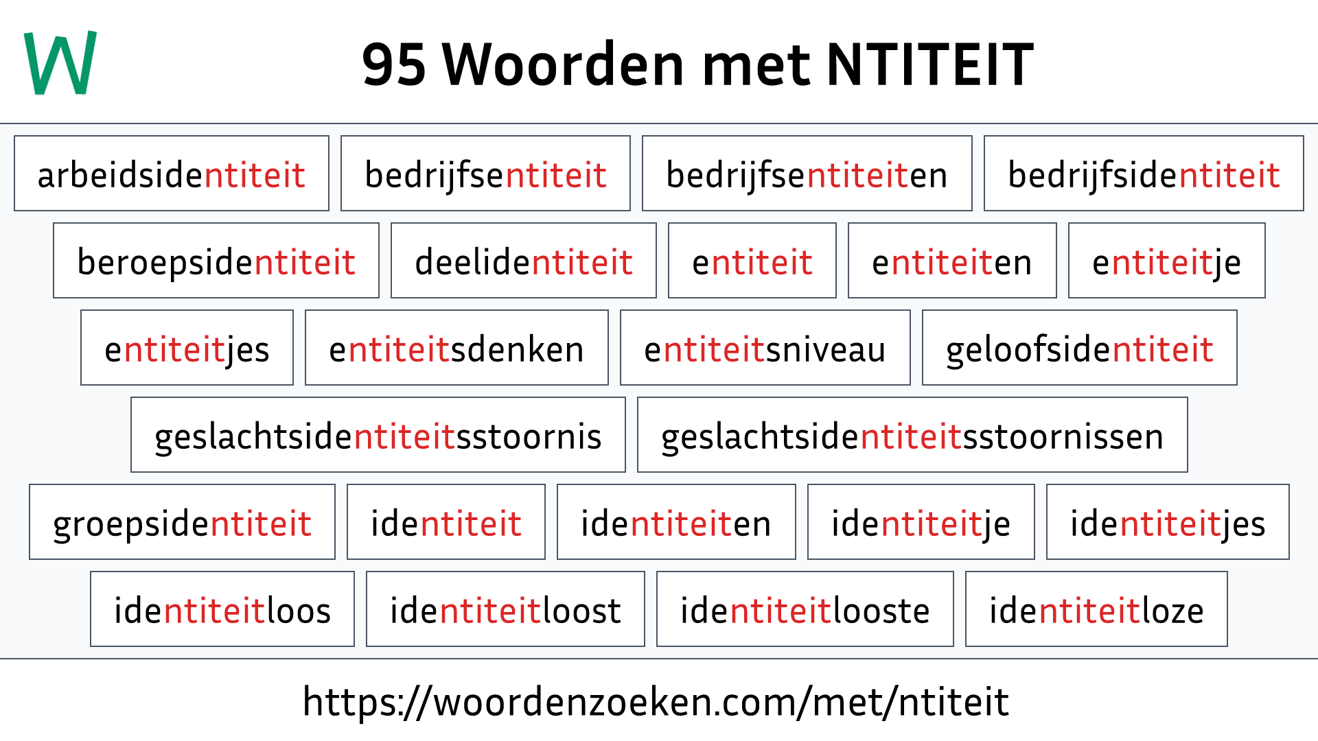 Woorden met NTITEIT