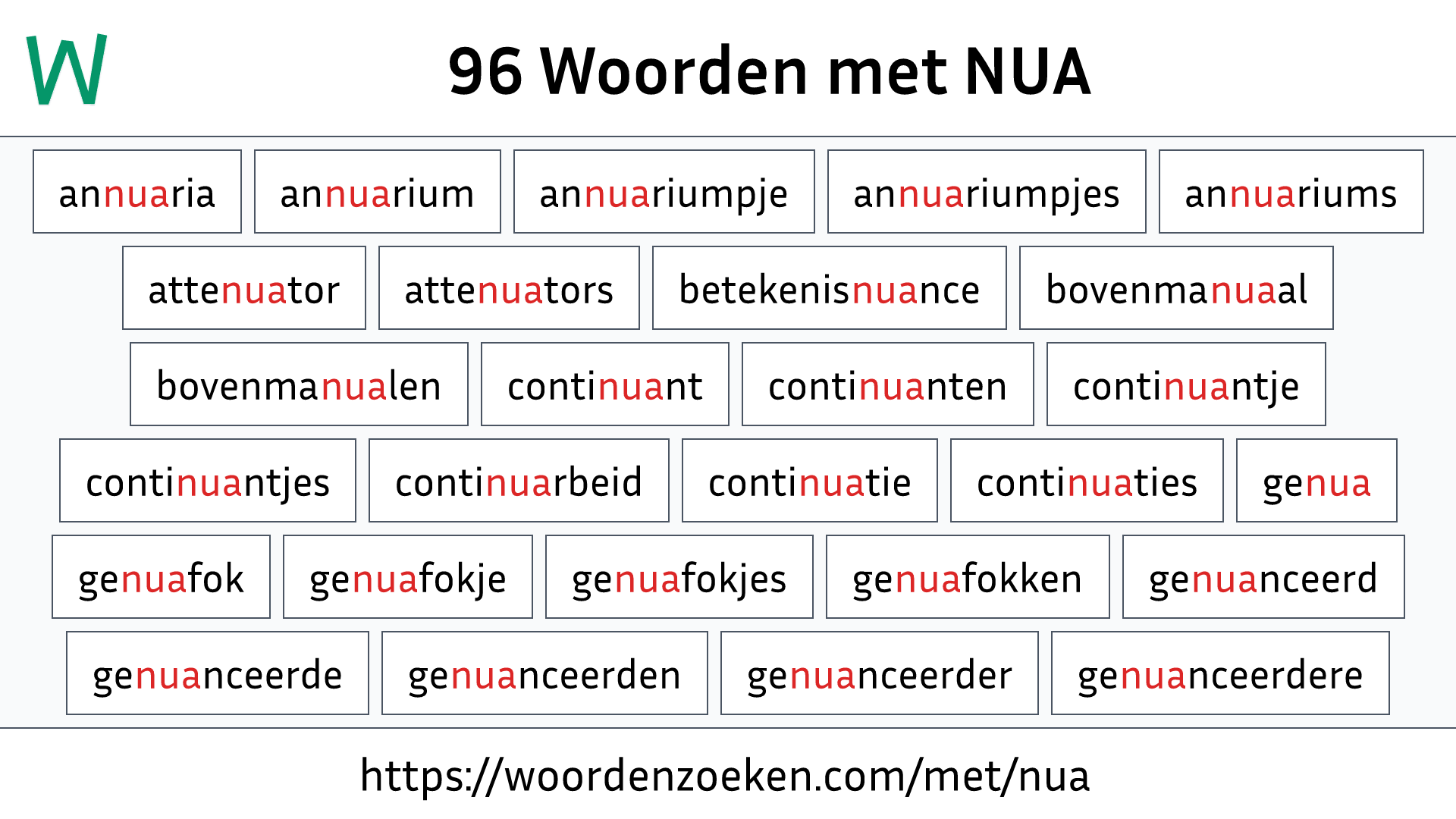 Woorden met NUA