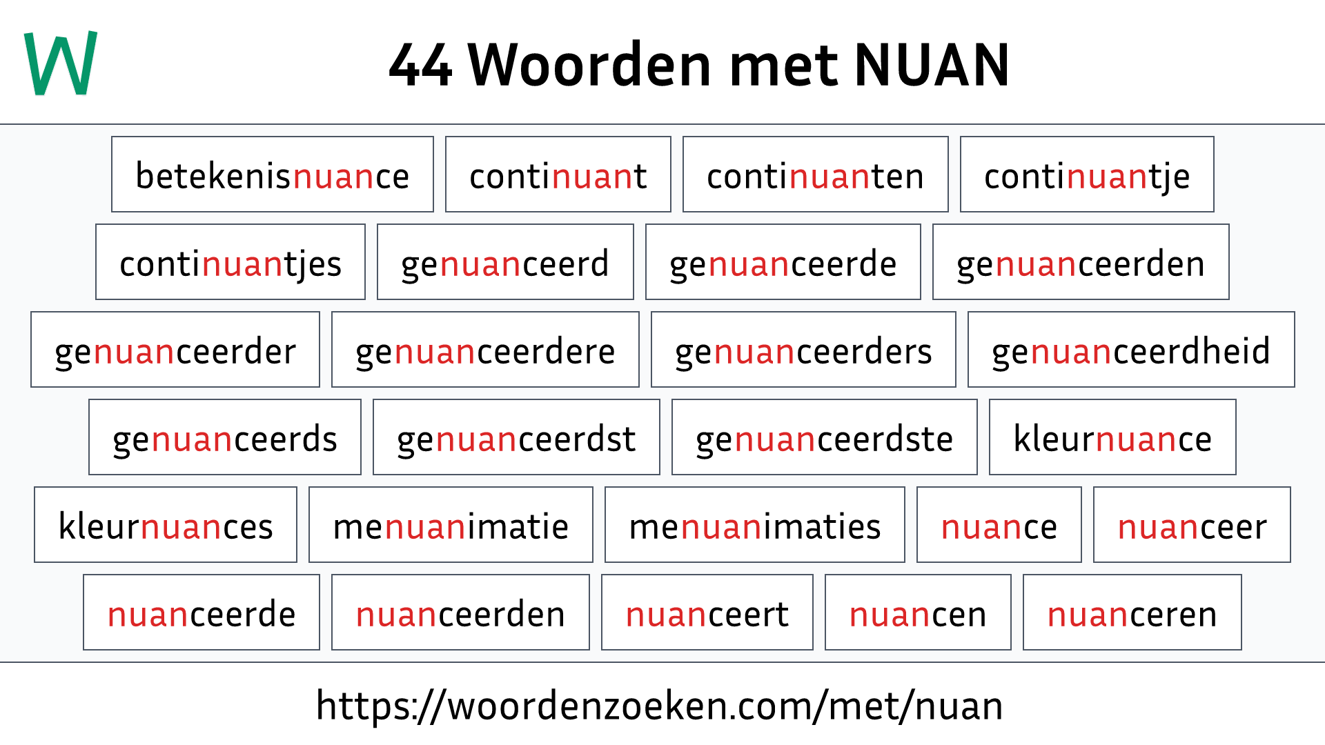 Woorden met NUAN