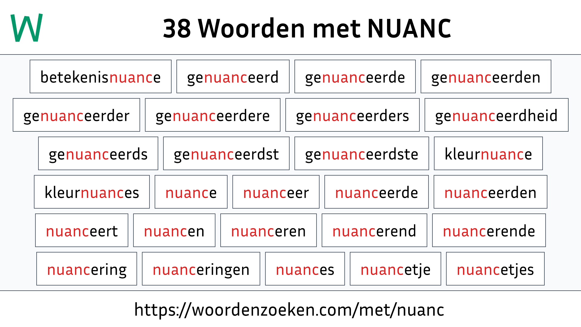 Woorden met NUANC