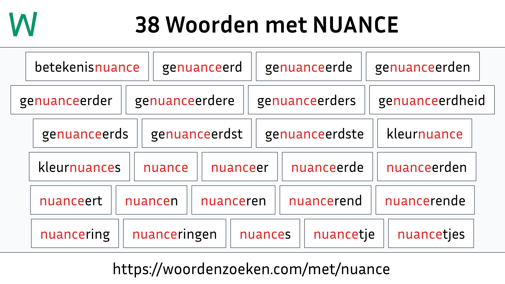 Woorden met NUANCE