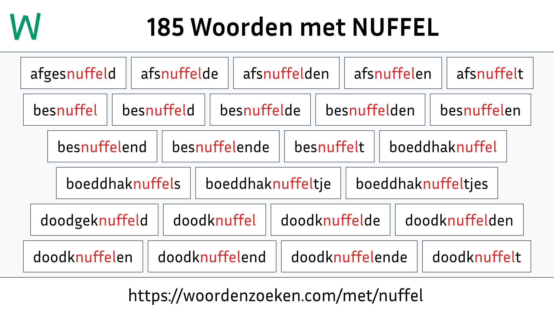 Woorden met NUFFEL