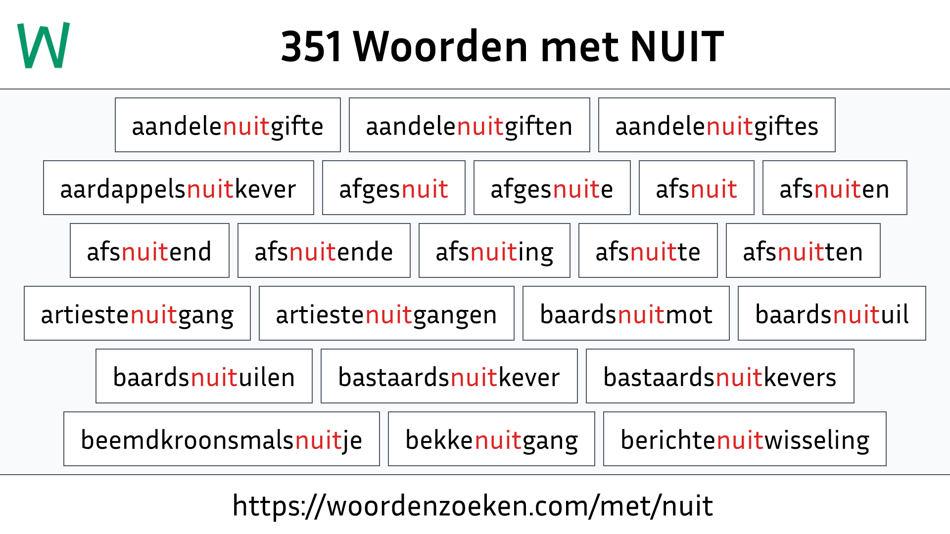 Woorden met NUIT