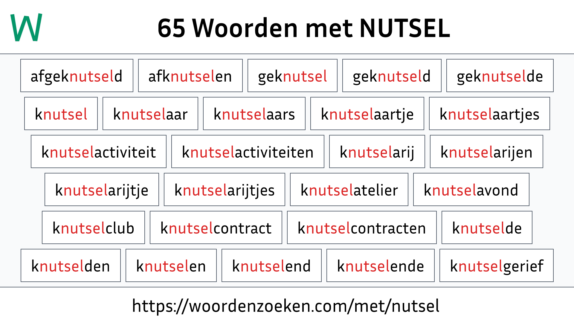 Woorden met NUTSEL