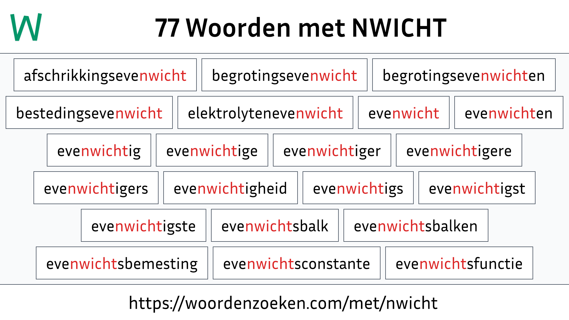 Woorden met NWICHT