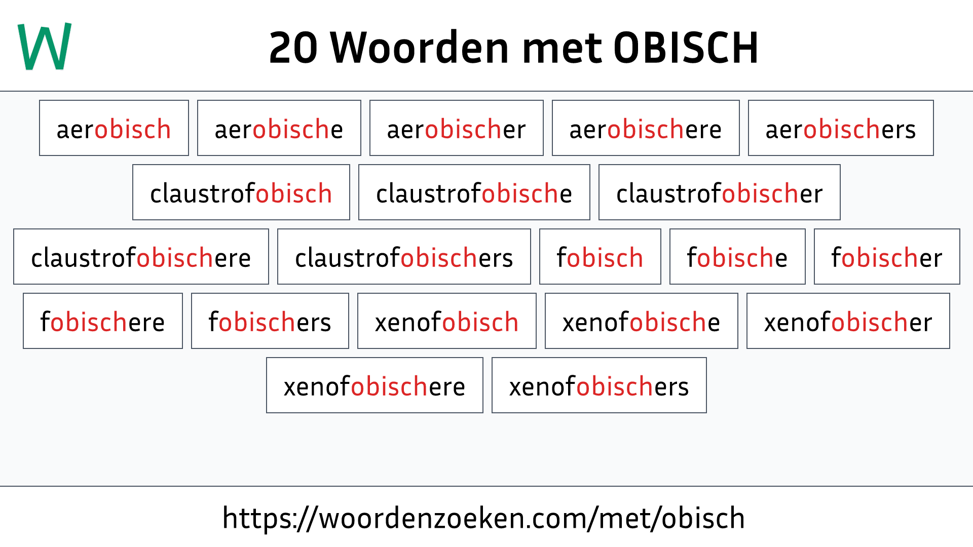 Woorden met OBISCH