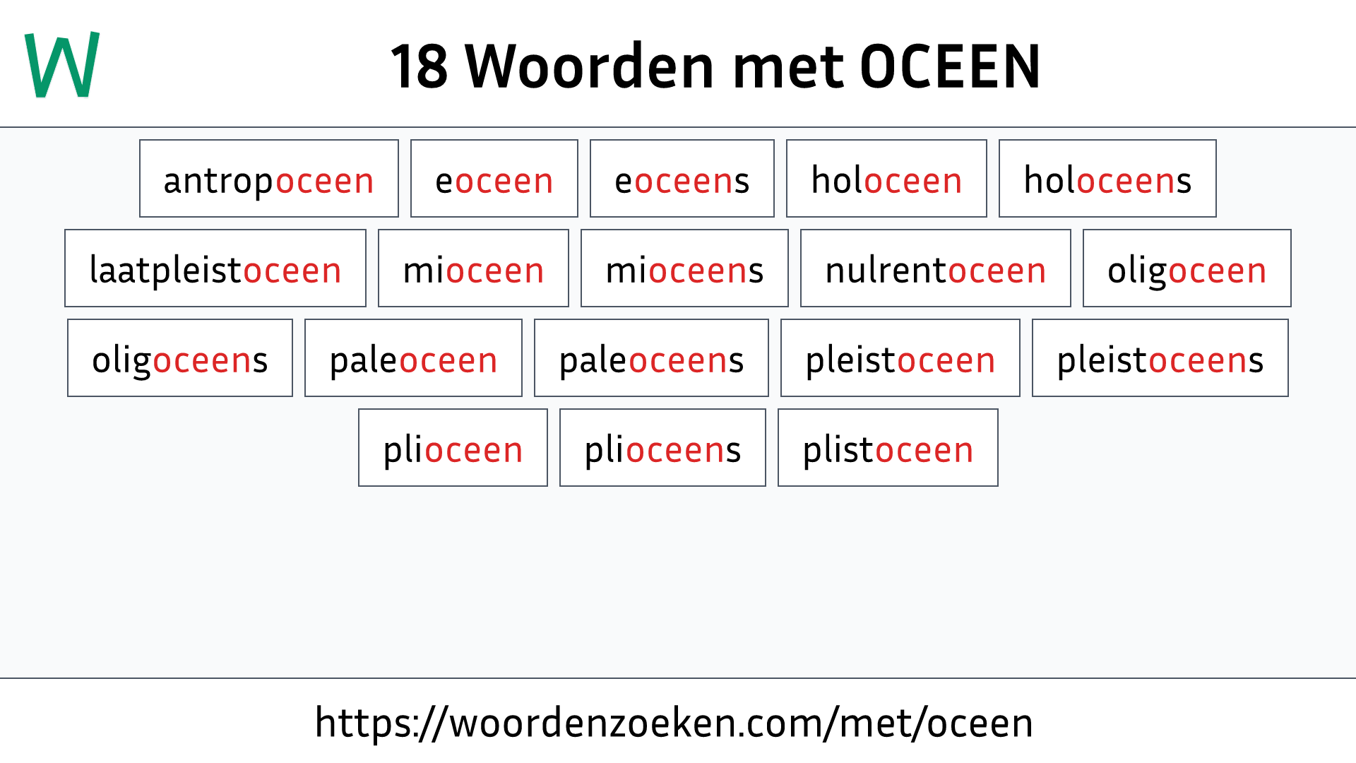 Woorden met OCEEN