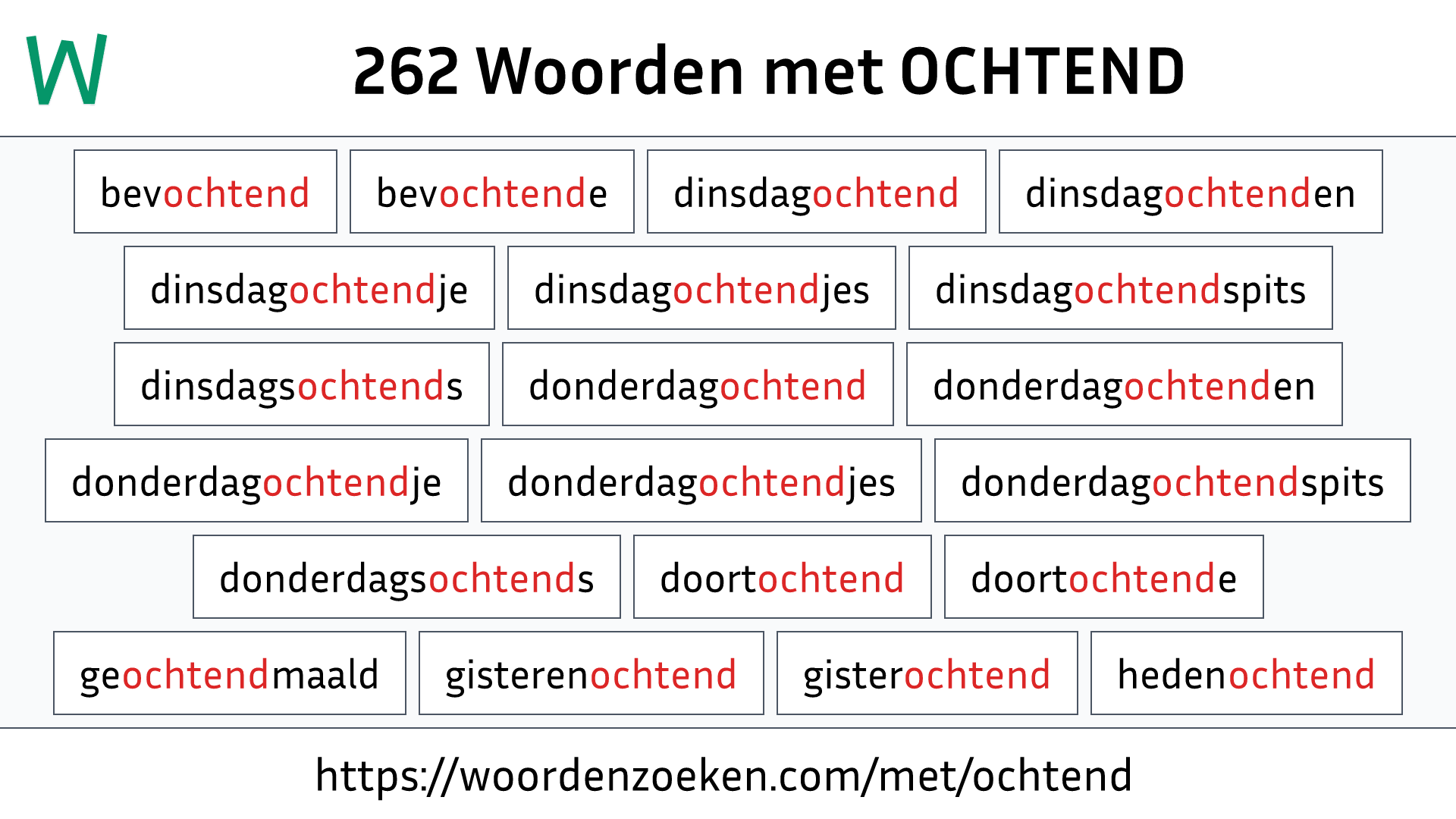 Woorden met OCHTEND