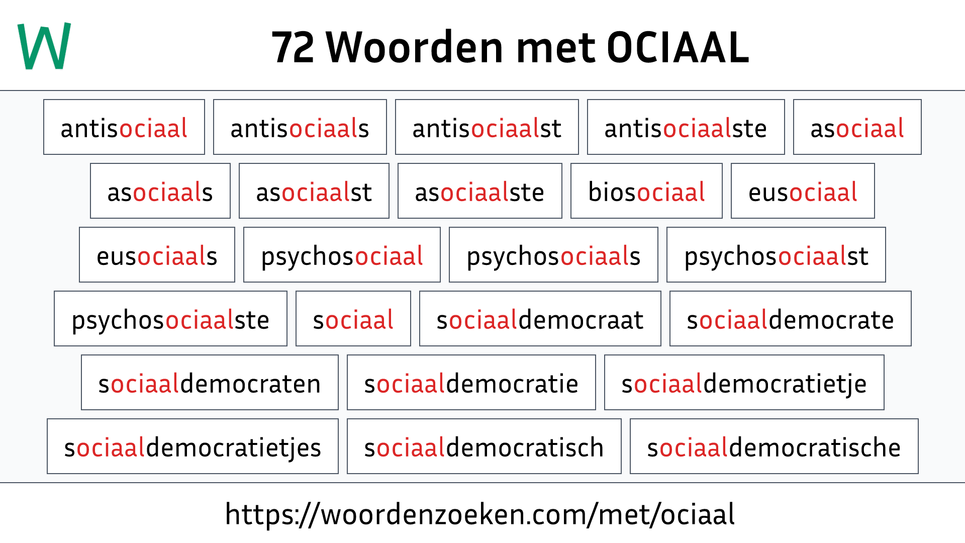 Woorden met OCIAAL