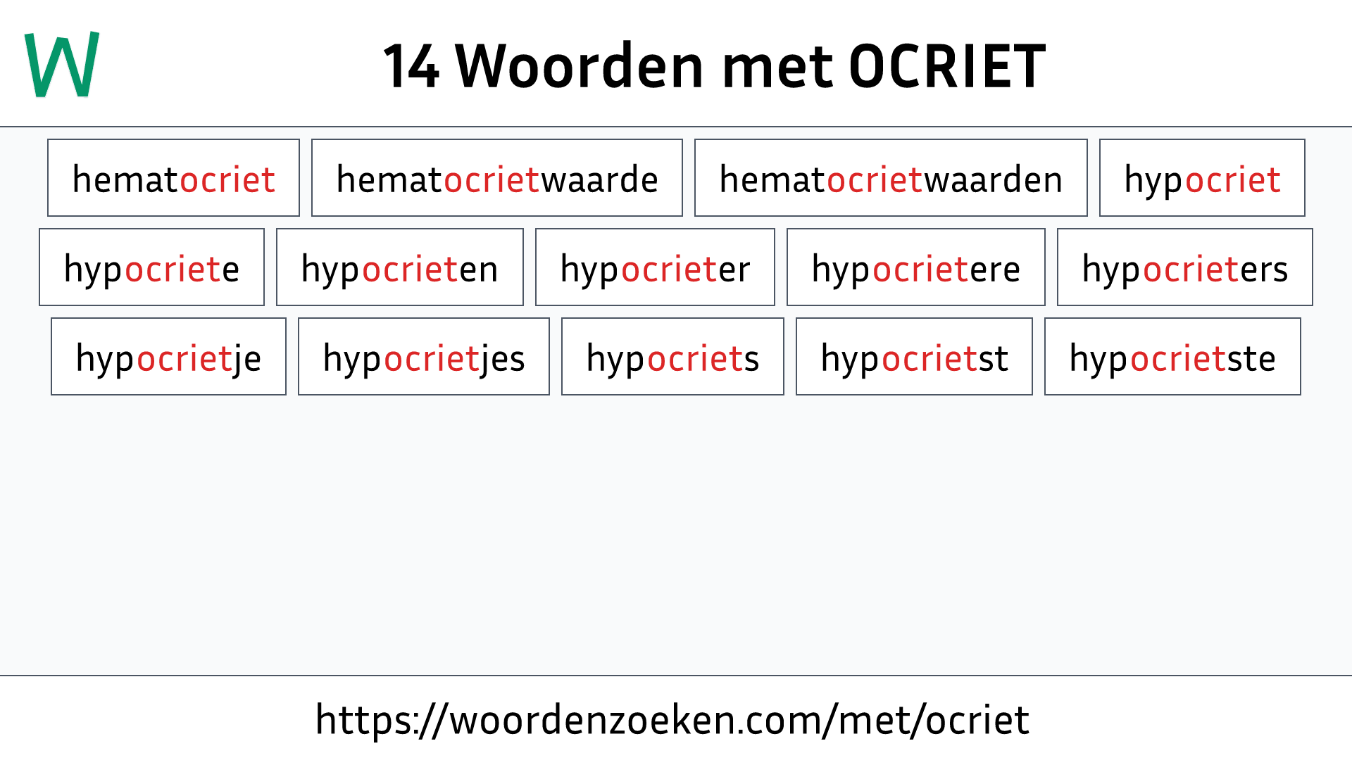 Woorden met OCRIET