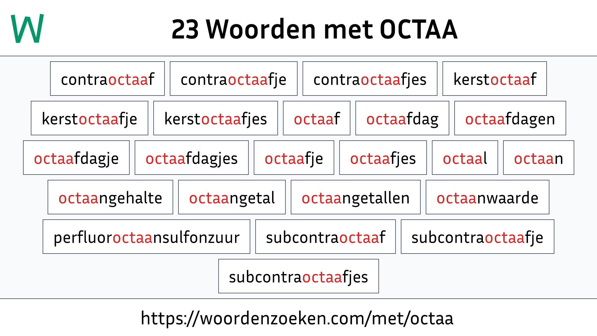 Woorden met OCTAA