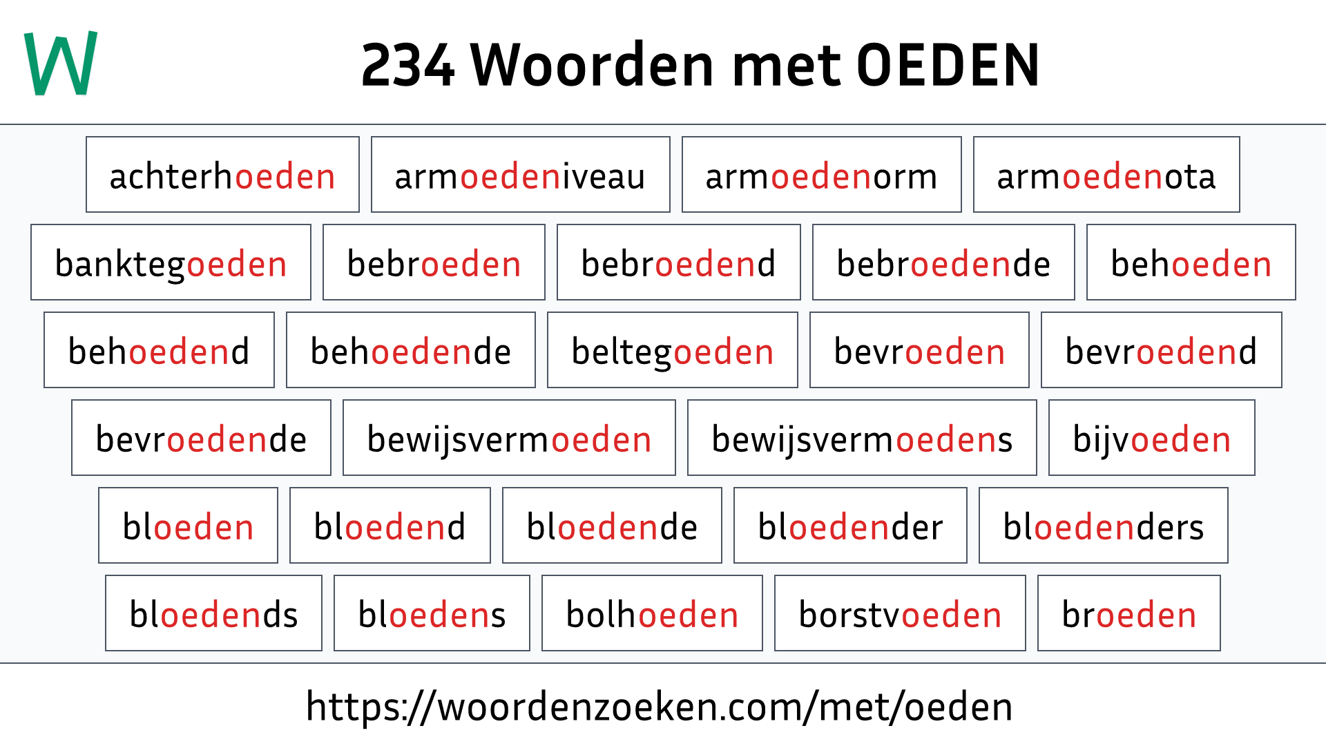Woorden met OEDEN