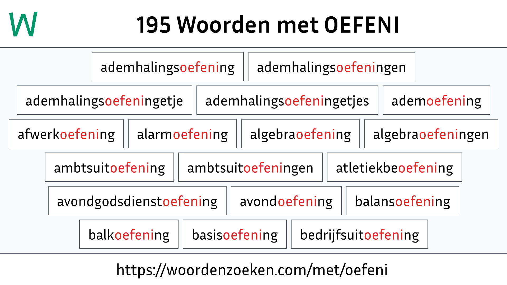 Woorden met OEFENI