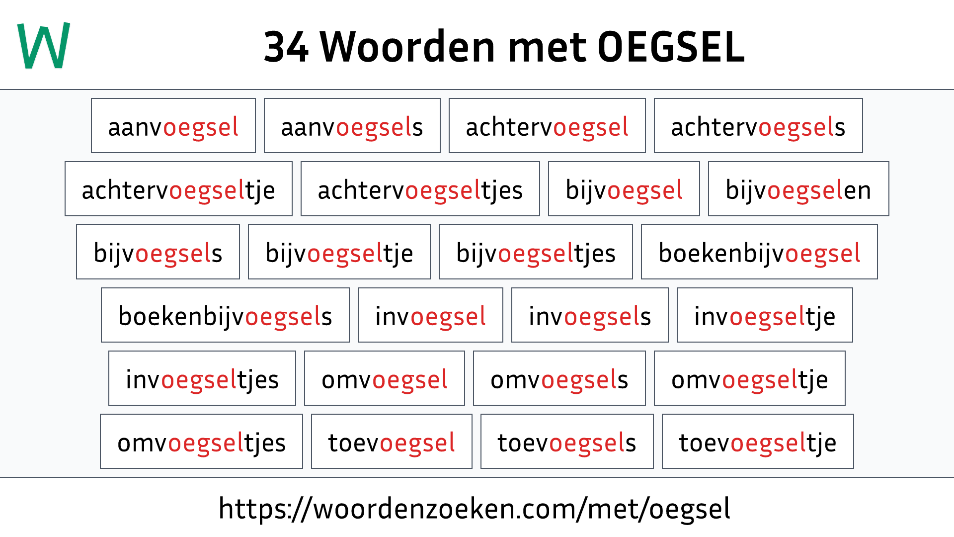 Woorden met OEGSEL