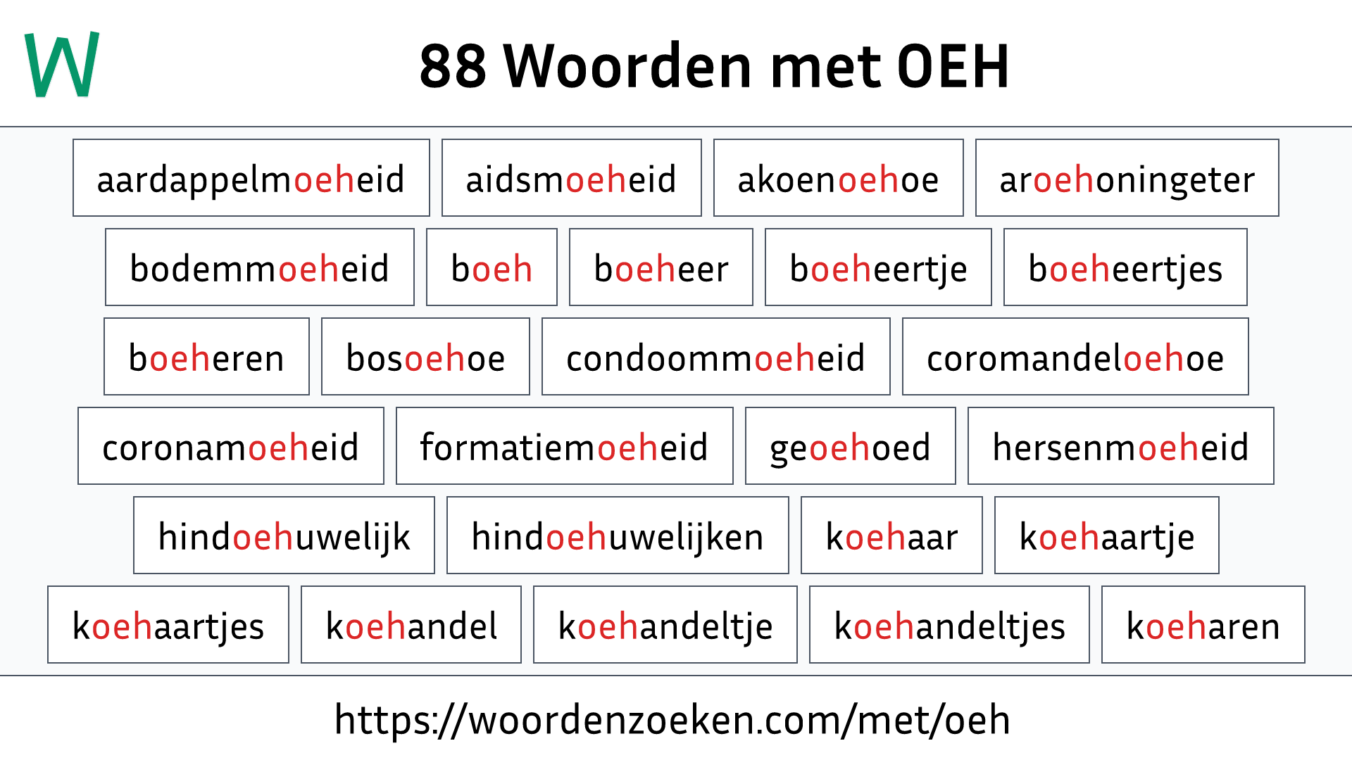 Woorden met OEH