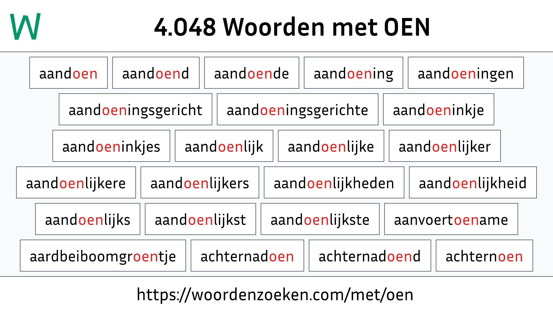 Woorden met OEN