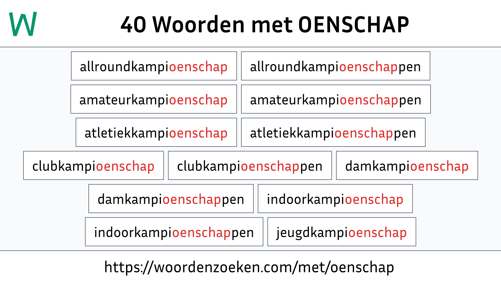 Woorden met OENSCHAP