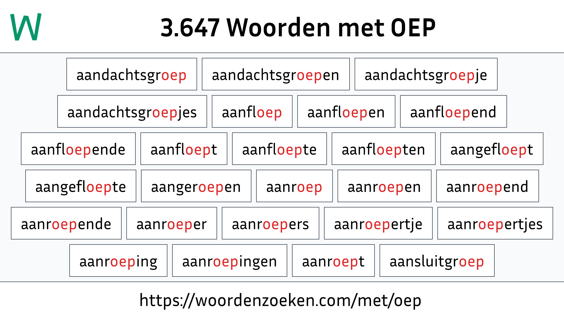 Woorden met OEP