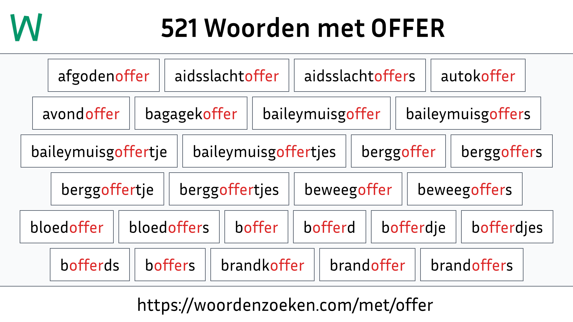 Woorden met OFFER