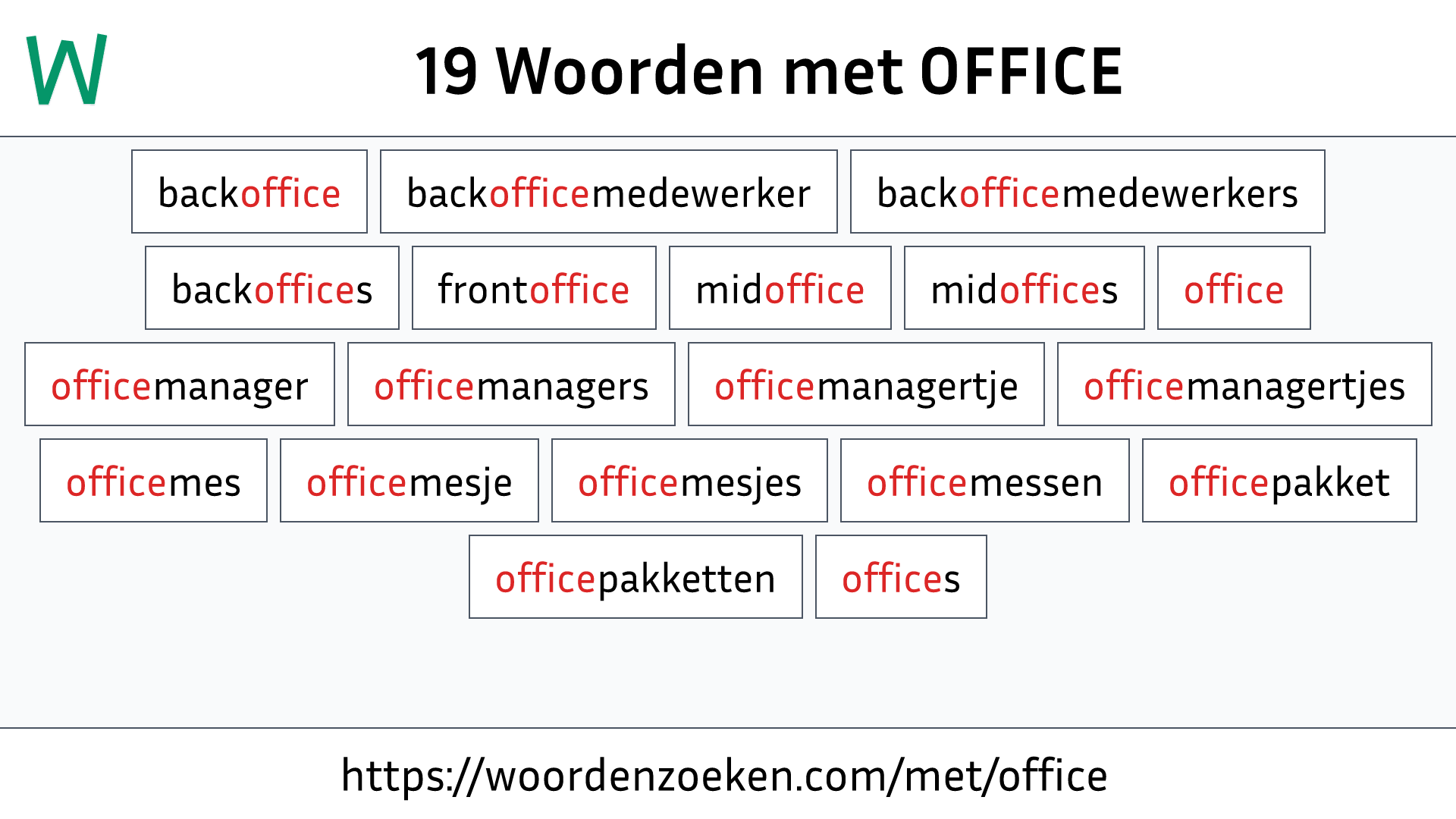 Woorden met OFFICE