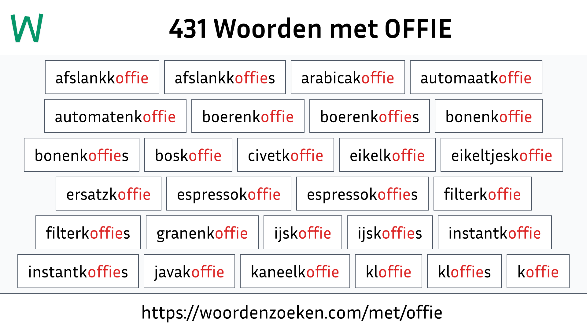 Woorden met OFFIE