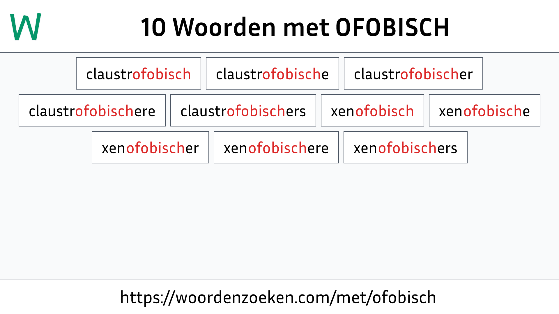 Woorden met OFOBISCH