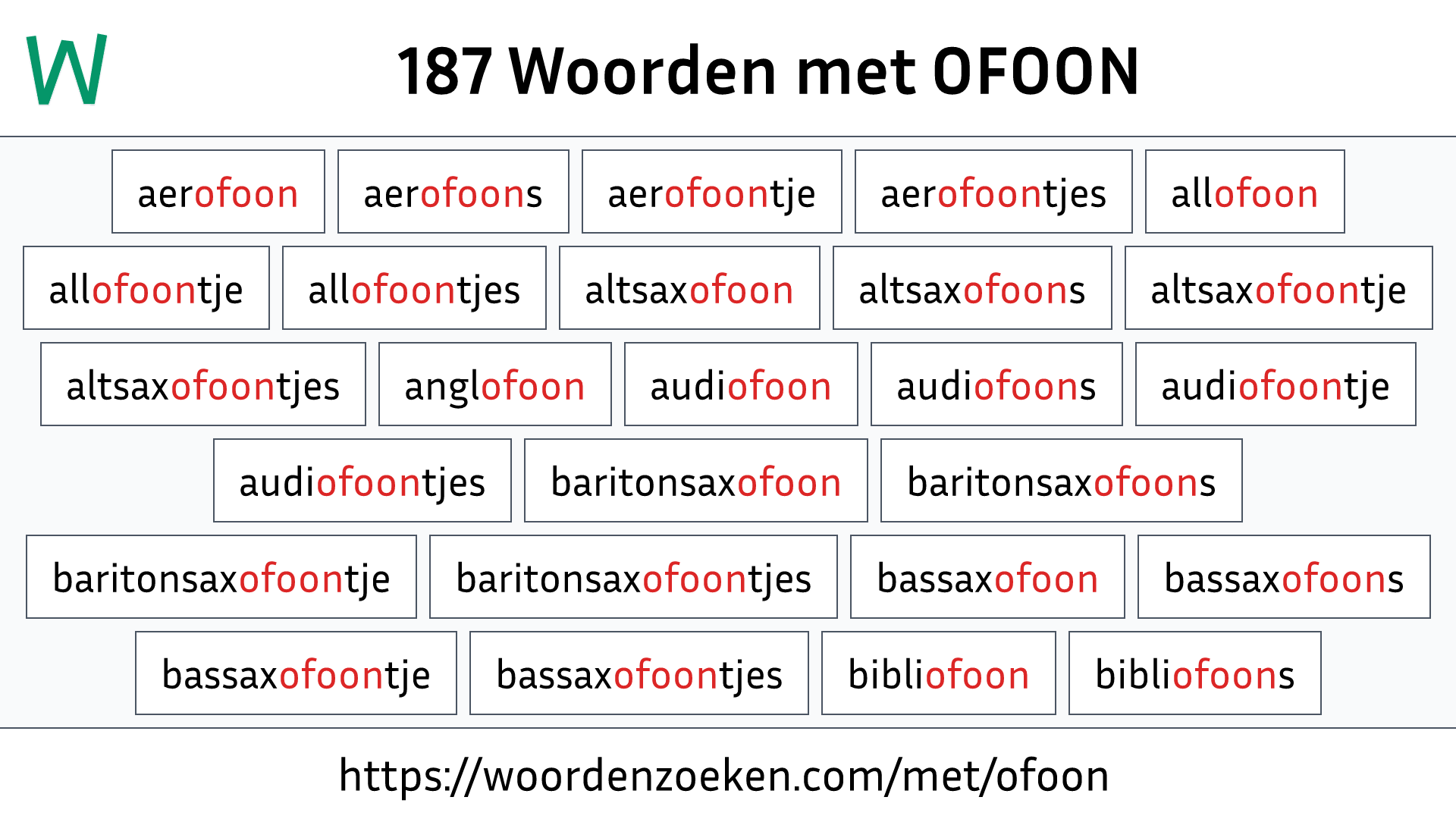 Woorden met OFOON