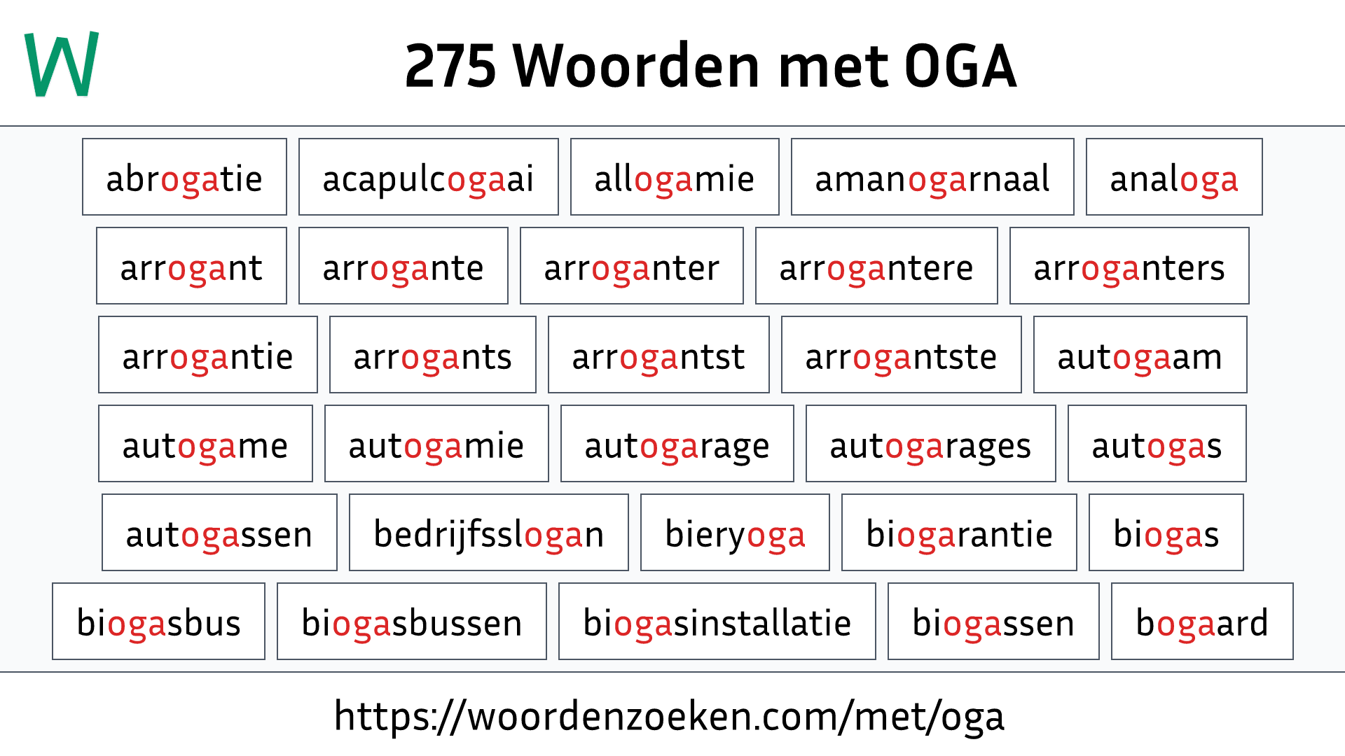 Woorden met OGA