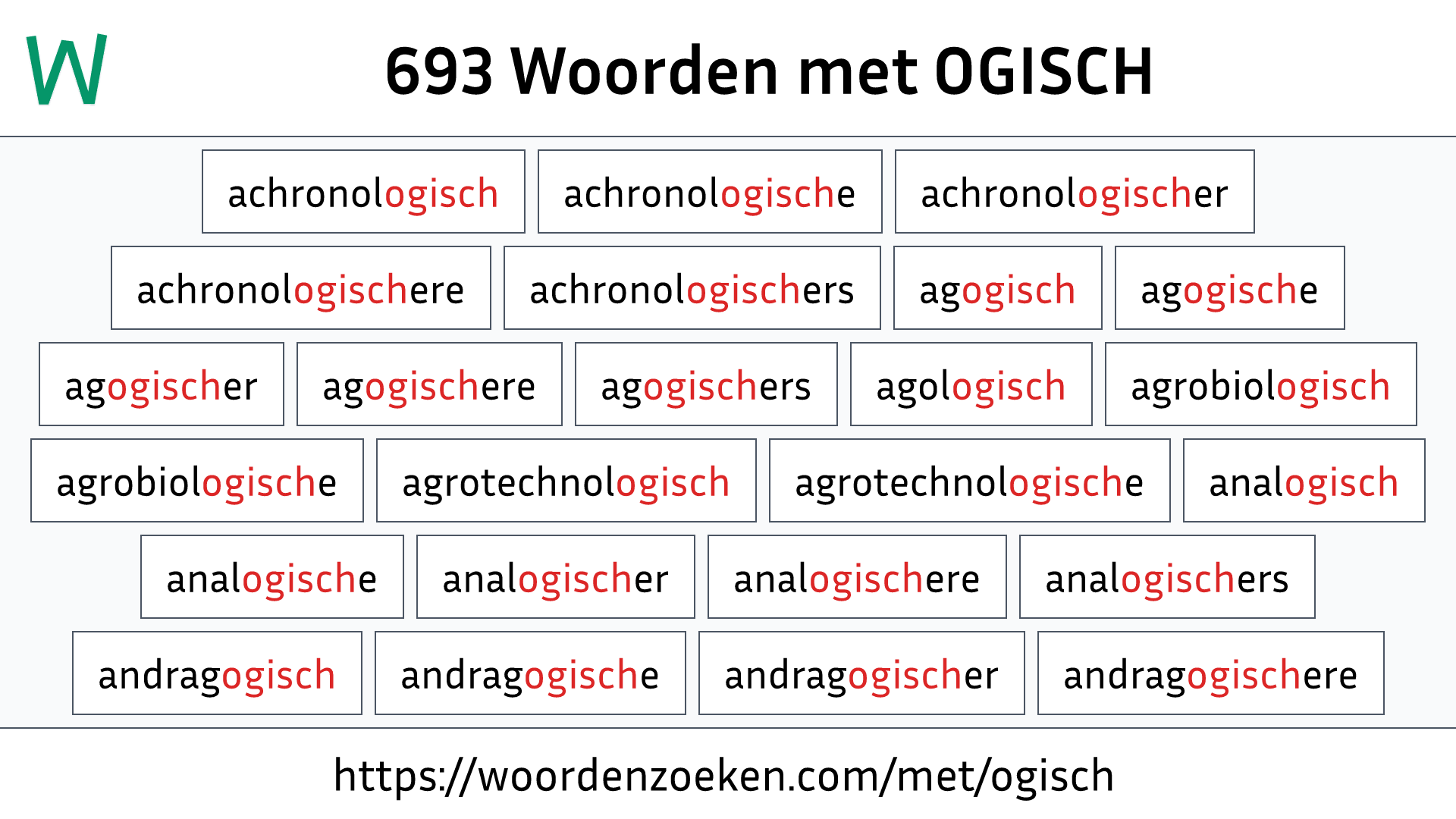 Woorden met OGISCH