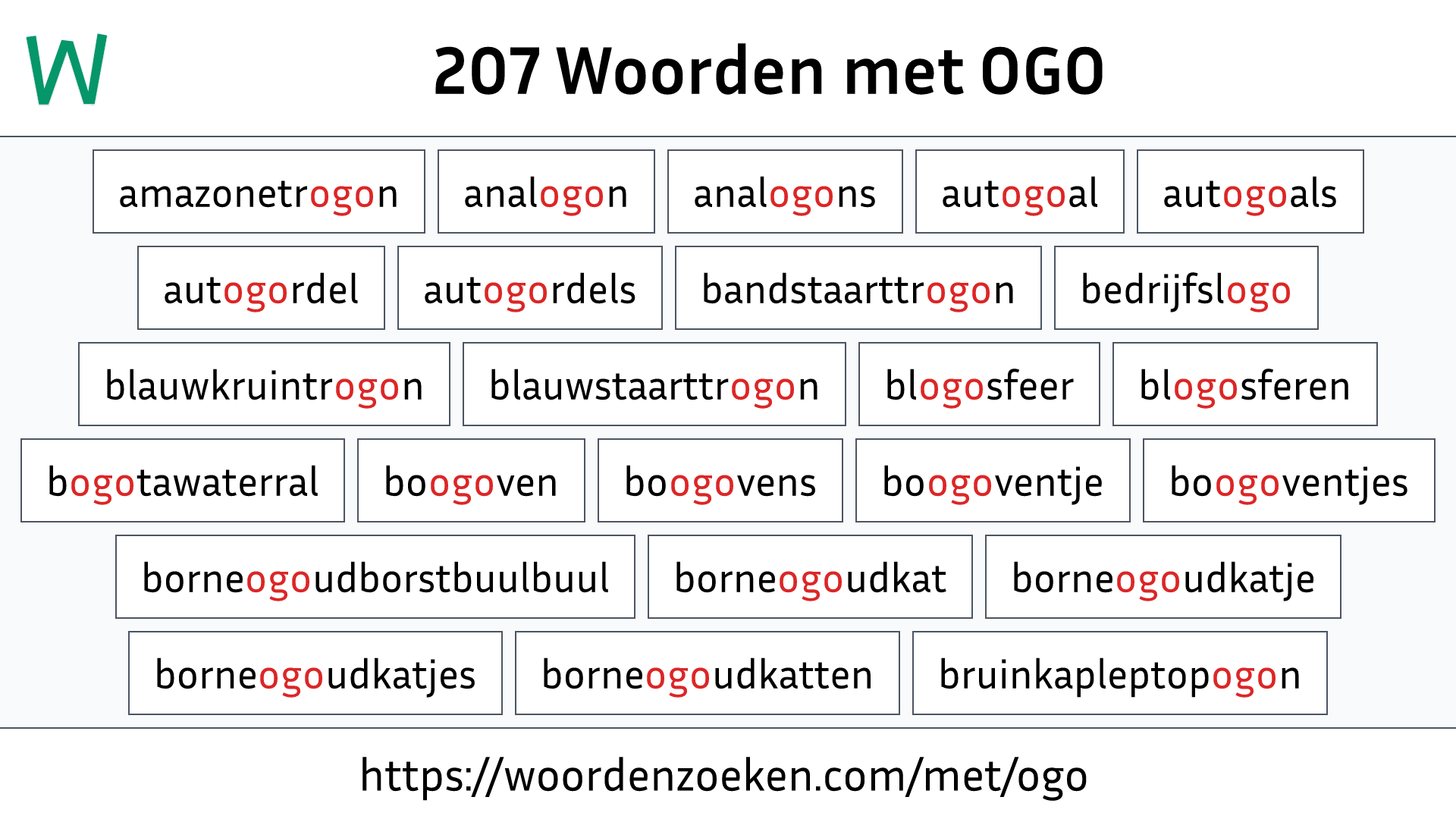 Woorden met OGO