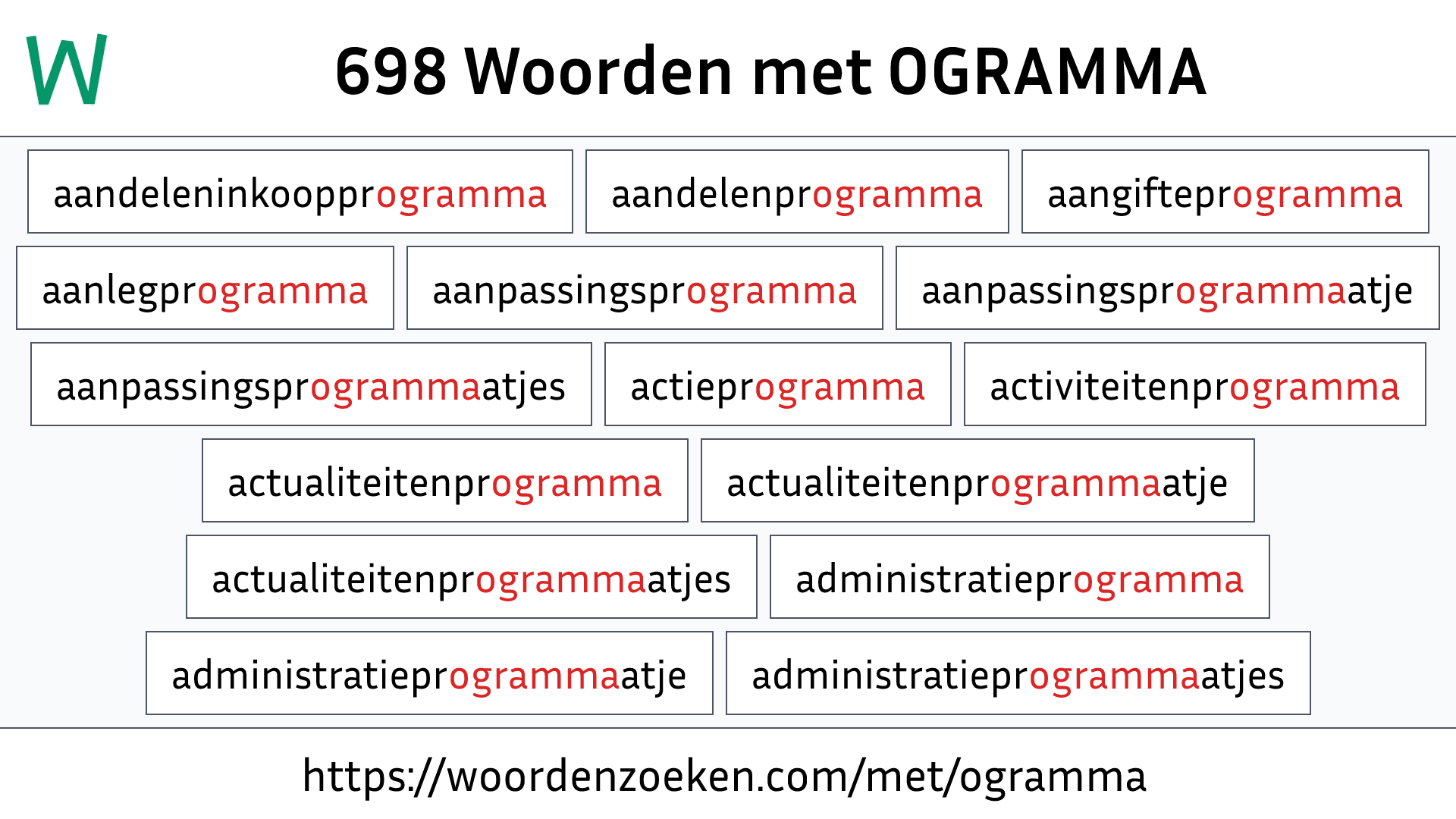 Woorden met OGRAMMA